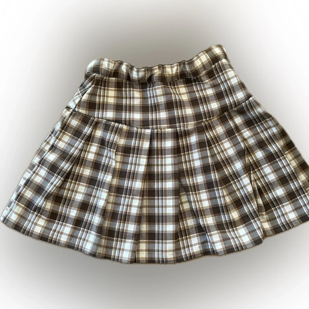 H&M Brown Plaid Pleated Skirt